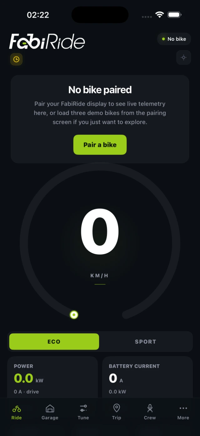 The FabiRide app on a ride